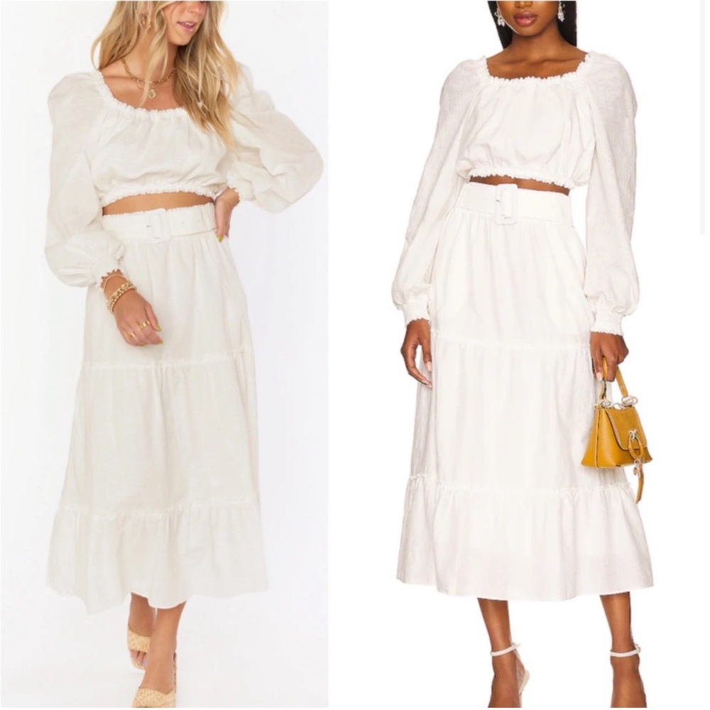 Show Me Your MuMu White Set Miley Midi Skirt & Top Size Medium